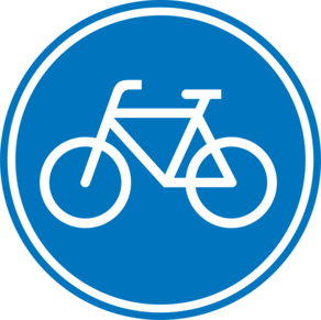 Vergroot het blauwe verkeersbord voor fietspad 