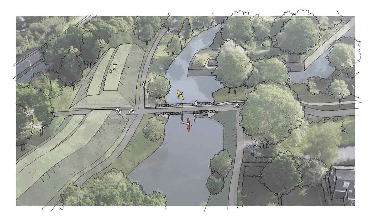 Klik om de sfeerimpressie van de Damsluisbrug te vergroten