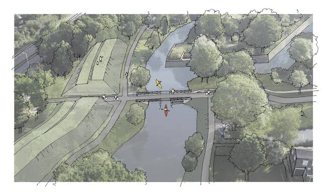 Klik om te vergroten, een sfeerimpressie van de Damsluisbrug