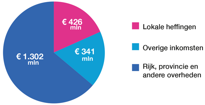 cirkeldiagram inkomsten, beschreven in de tekst erboven