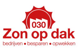 beeldmerk met zon: "030, zon op dak, bedrijven, besparen, opwekken"