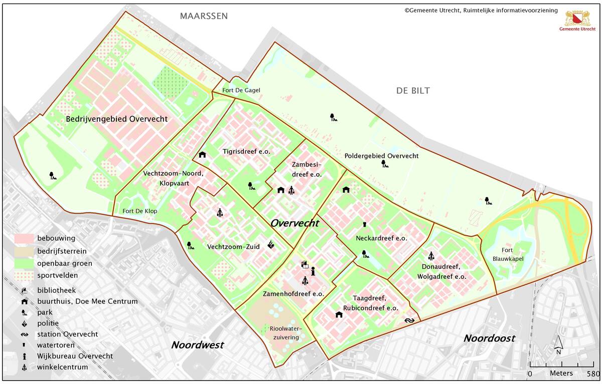 vergroot kaart Plattegrond Overvecht