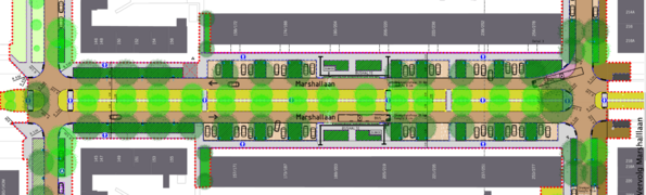 plattegrond ontwerp Marshallaan, zie beschrijving in de tekst