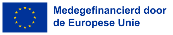 Logo Blauw met gele sterren in de vorm van een cirkel. Tekst: Medegefinancierd door de Europese Unie.