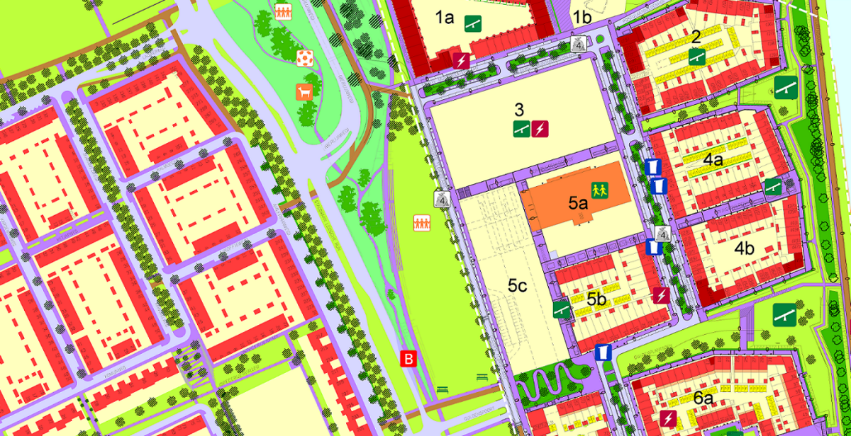 Dit beeld laat de voorlichtingstekening voor Leeuwesteyn zien. In de tekst is meer uitleg gegeven bij de projecten.