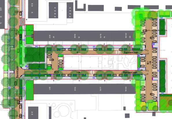 plattegrond ontwerp Nansenlaan, zie de beschrijving in de tekst