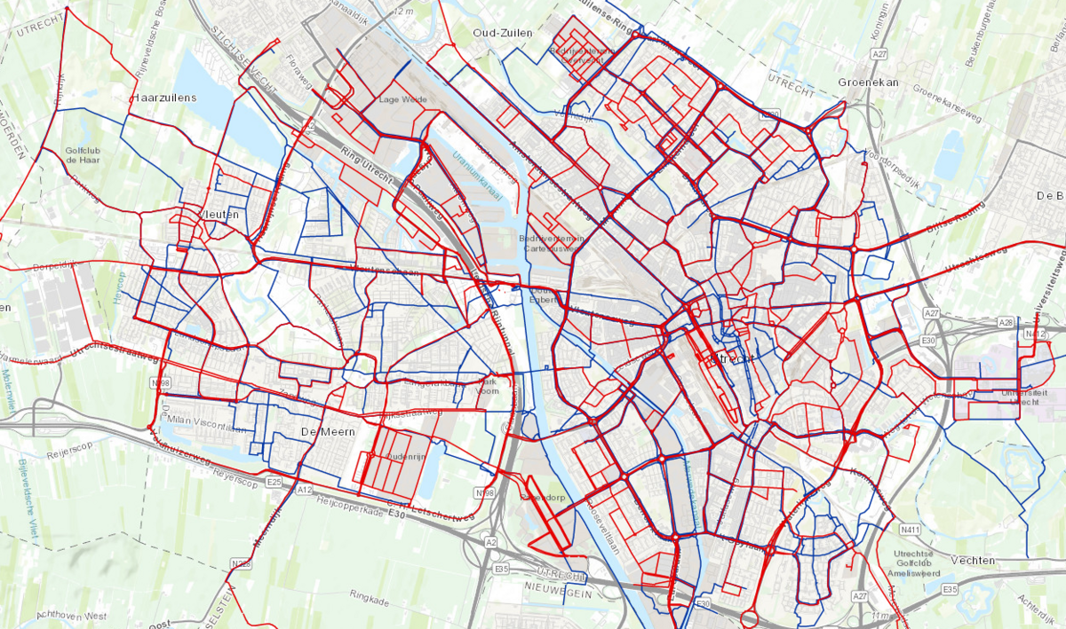 naar interactieve strooiroutekaart met autowegen en fietspaden