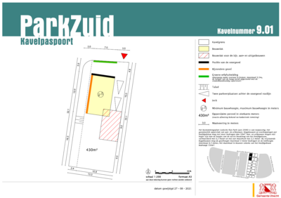 plattegrond van de kavel, lees de beschrijving in de tekst