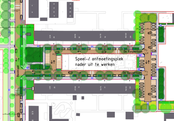 plattegrond ontwerp De Gasperilaan, zie de beschrijving in de tekst