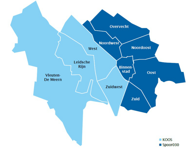 in het westen van de gemeente is KOOS actief, in het oosten Spoor030. zie overzicht hierboven voor de precieze verdeling.